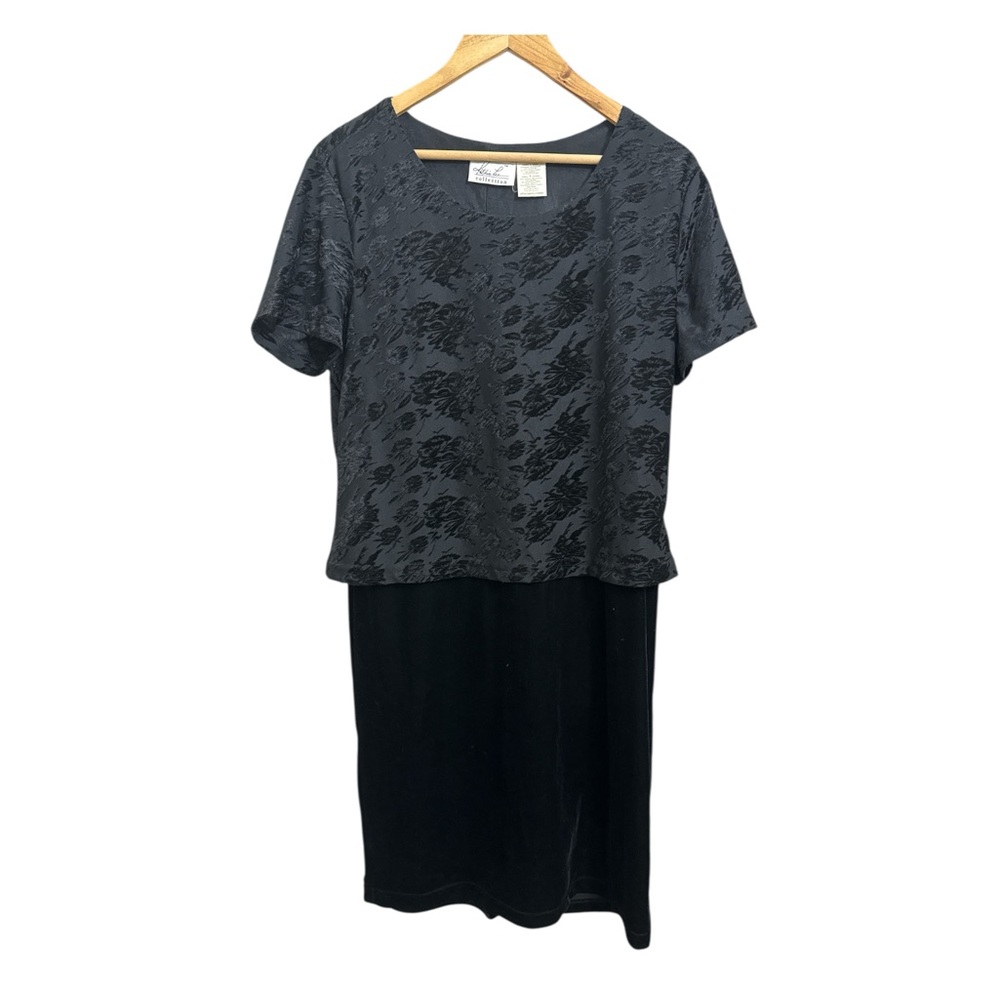 Kathie Lee Collection Black Velvet Floral Dress